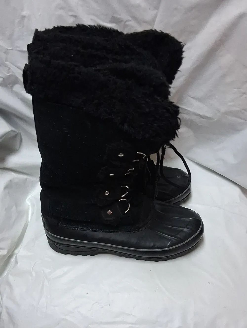 Khombu Black Faux Fur Winter Boots - Women's Cold-Weather Boot Sz 8